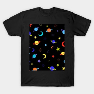 Space, Planets, Stars and Moon, Multi T-Shirt